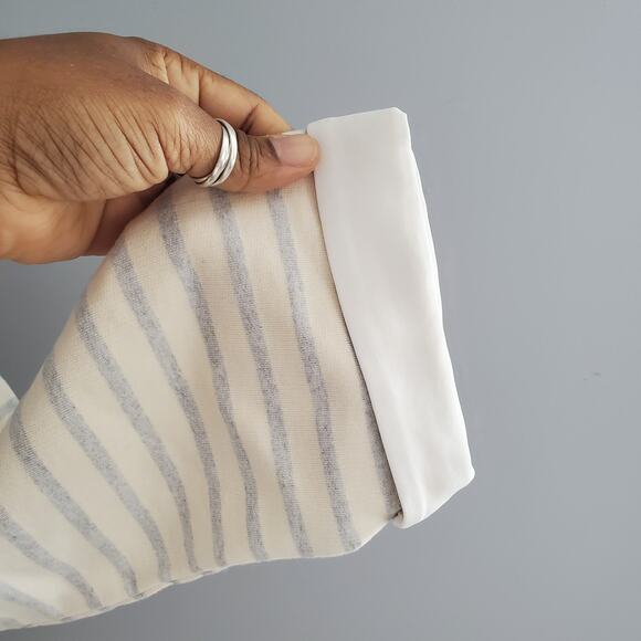 Zara Basic Cream Striped Rhinestone Accent Sweater Top XL - Picture 5 of 8